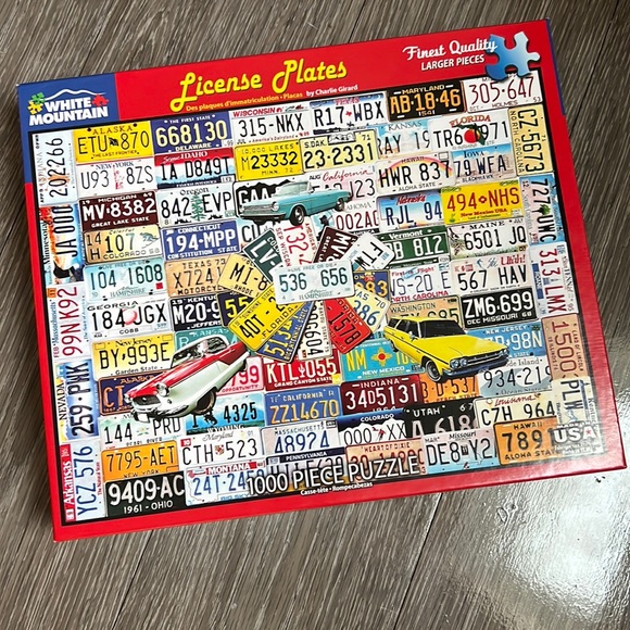 white mountain “license plates” puzzle - 1000 piece - Picture 1 of 1